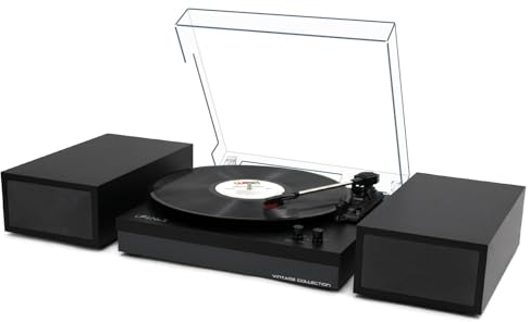 LP&No.1 Reproductor de Discos de Vinilo con Altavoces externos estéreo, Tocadiscos de transmisión por Correa de 3 velocidades, Reproductor de LP de Vinilo Moderno con reproducción inalámbrica, Parada