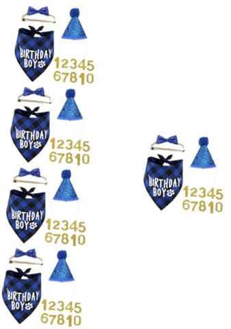 Sosoport 5sätze Katzengeburtstags Wiederverwendbare Party-Hausschuhe Geburtstagsmütze Flauschige Schleife Und Halstuch Für Katzen Und Hunde Für Festliche Anlässe Und Tierfeiern