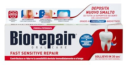 Biorepair, Fast Sensitive Repair Zahnpasta, 12 Packungen à 75 ml, reduziert die Empfindlichkeit der Zähne und lindert Schmerzen empfindlicher Zähne in 30 Sekunden, schützt und repariert Nagellack,