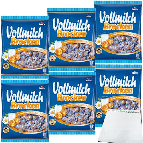 Storck Vollmilch Brocken Karamell-Bonbons mit Milchcreme-Füllung 6er Pack (6x315g Packung) + usy Block