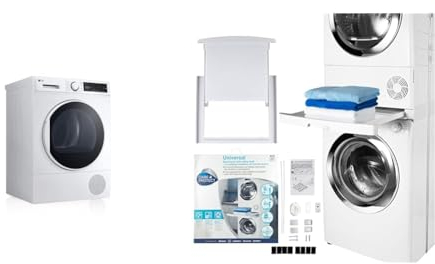 LG RH80T2AP6RM - Secadora de Ropa, 8 Kg, Bomba de Calor y Carga Frontal, Secadora LG Serie 100 & CARE + PROTECT Kit de Unión Universal para Lavadoras y Secadoras con Estante Deslizante