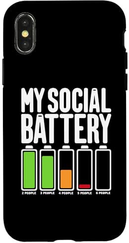iPhone X/XS Battery Low Energy Anti Social for Introverts Case