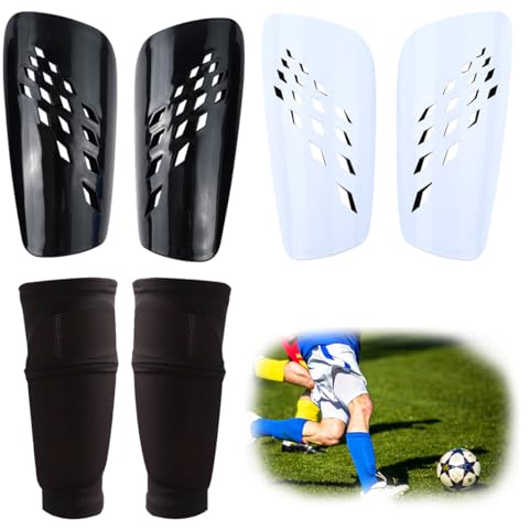 FIBOGOUP 2 Paar Schienbeinschoner Fussball - Mit Optimierter Einstecktasche - Anti-Rutsch Stutzen - Schienbeinschoner Kinder Fussball L
