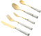 CRILSTYLEO 5 Pcs Cuillères Fourchette Ensemble en Acier Inoxydable Couverts en Marbre Western Cuisine Couverts pour La Maison Restaurant (doré + Gris)