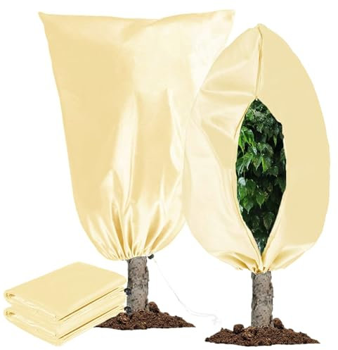 2 Pack Winter Plant Frost Protection Covers, 120 x180CM Garden Fleece Frost Bag with Zipper & Drawstring, Plant Warming Jacket to Protect Outdoor Plants, Shrub Potted Plants