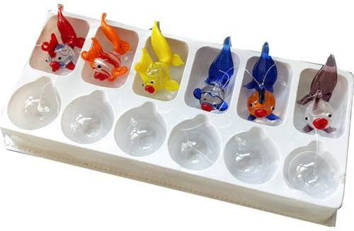 6 piezas de decoración de peces flotantes de cristal colorido para acuario, decoración artesanal de burbujas para decoración del hogar