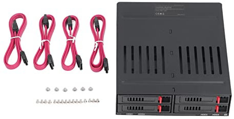 4 Bay HDD Cage Chassis for 5.25in Drive Tray, 2.5in SATA e Rack for 9.5mm and 12.5mm Thick Hard Drives and SSDs, Ideal for IT Professionals and Data Storage Solutions