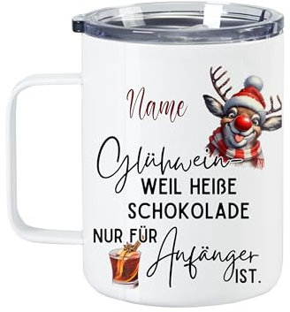 GRAZDesign Weihnachten Thermobecher mit Namen personalisiert lustig, Thermotasse 400ml