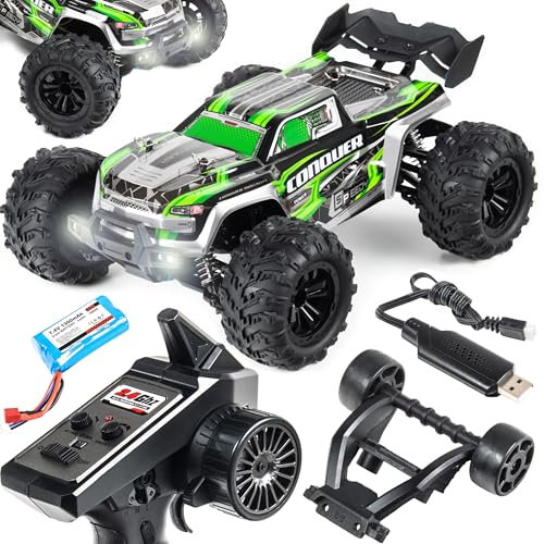 COIL RC-Buggy - Ferngesteuertes Auto, 4x4 Allradantrieb, 38 km/h Hochgeschwindigkeits Geländewagen, Robustes Offroad Spielzeugauto mit LED-Scheinwerfern, 2.4 GHz Steuerung, 1:16 Maßstab (Grün)