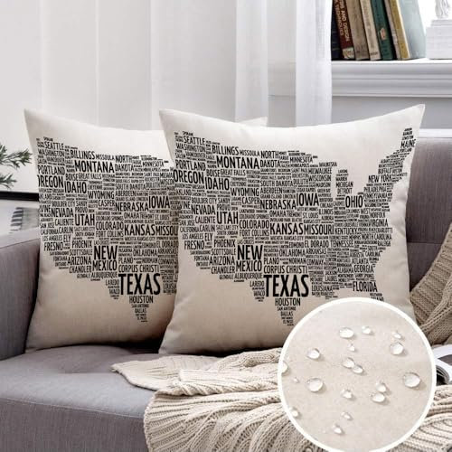 45X45Cm Dekokissen Uns, Usa, Silhouette, Karte, Wort Dekorative Kissenbezüge 2Er-Pack Kissenbezüge Besonderes Wurfkissen Hüllen Für Büro Veranda Wohnzimmer