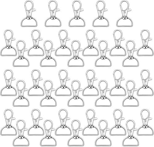 35Pcs Swivel Clasp Hooks with D Rings Keychain Clips Lobster Clasps Replacement Metal Lobster Claw Rotary Snap Ring for DIY Crafts Lanyards Handbags Pet Leads and Hardware Projects