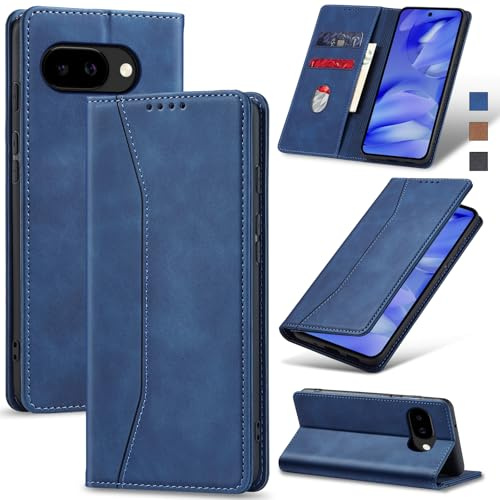Jasonyu Funda para Google Pixel 9A,Cuero PU Carcasa,Tipo Libro Flip Case con Tarjetas y Cartera,Soporte Plegable,Cierre magnético,Capa (Azul)