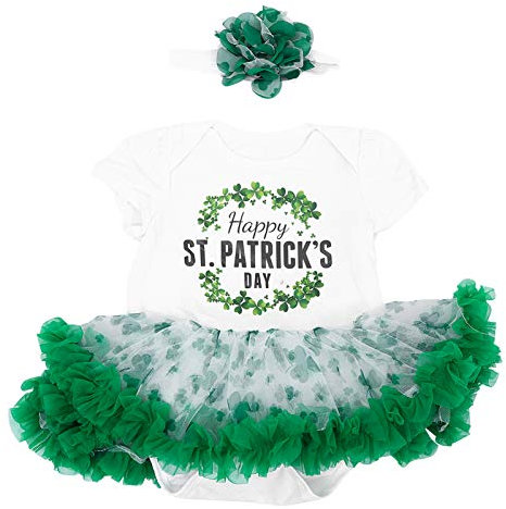 DEARMAMY Tutu Für Kinder Zum St. Patricks Day Grüner Gazerock Für Babys Jungen Und Mädchen Bequem Und Atmungsaktiv Elastischer Bund Für Foto-requisiten Und Partys