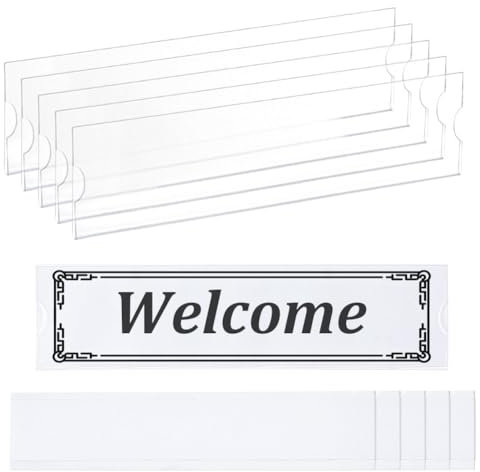 NBEADS 5 Ensembles Plaques Signalétiques Murales en Acrylique, 20.2x5cm Porte Nom Transparent pour Porte de Bureau avec Bandes Adhésives en Acrylique pour Bureau Maison Magasin Restaurant
