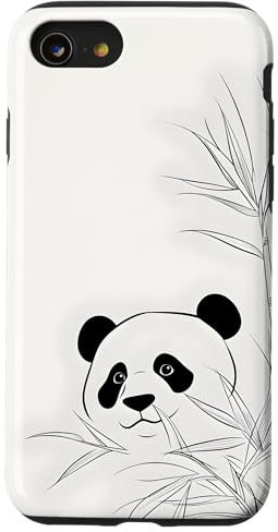 Minimalist Panda with Bamboo Case for iPhone SE (2020) / 7 / 8
