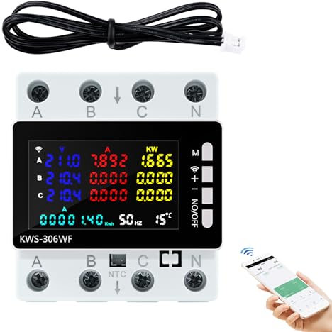 Stromzähler 3 phasen wlan smartmeter stromzähler 80A 220V AC smart meter 3 phasen 4 Leiter Mit Schutz vor Stromausfall/Übertemperatur/Unterspannung/Überstrom/Überleistung usw.