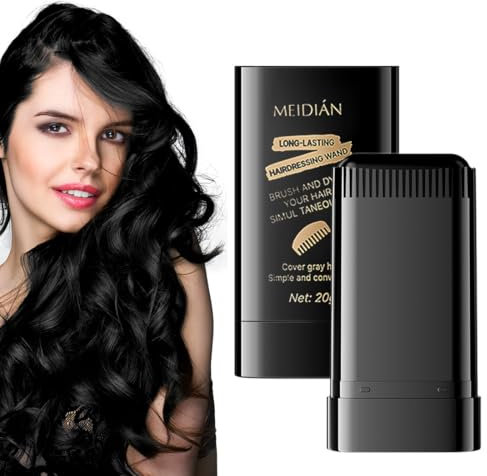 WUSJCOF 2 en 1 Crayon Colorant Instantané pour Cheveux, Résistant à l'eau et à la transpiration, Peigne Réparateur Intégré, Pratique pour Cheveux Gris, Crayon Colorant Instantané (Noir)