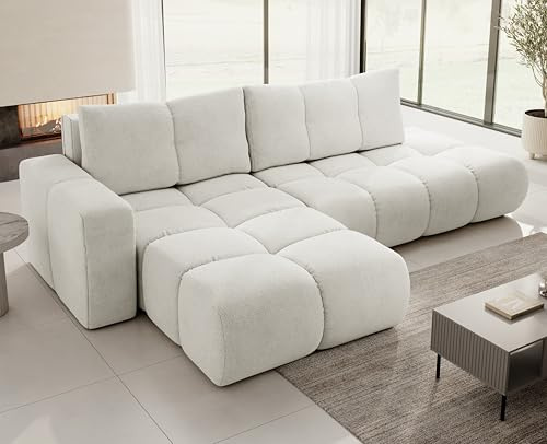 AXLIVING Ecksofa mit Schlaffunktion Hosio 288 cm breit in stilvollem Cremefarbton Links