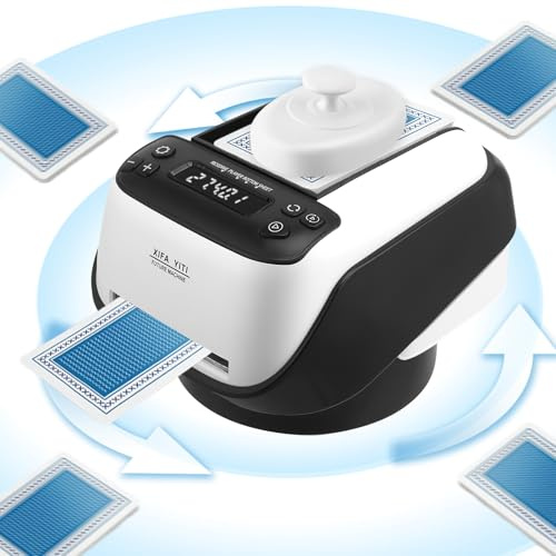 Automatischer Kartengeber, Elektrischer Kartenhändler mit Mischer, 360° Drehbarer Kartengeber, Kartensendemaschine bis zu 8 Spieler, Kartenausgabe Maschine für Poker, UNO, Blackjack, Texas Holdem