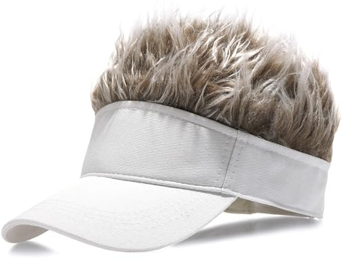 MESU Mens Visor Hat Wig Peaked Baseball Golf Cap with Fake Hair | Adjustable，Funny，Novelty，Baseball cap