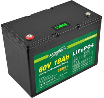 AFTERTECH 60 V 18 Ah LIFEPO4 Wiederaufladbare Lithium-Batterie Eisen Phosphat-Batterie 3000+ tiefe Zyklen 64 V 1152 Wh