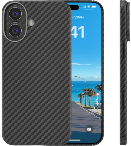memumi Carbon Hülle für iPhone 17, 0,5 mm Superdünne, Hülle aus echter Aramidfaser [1500D Aramidfaser] mit Fallschutz in Militärqualität für iPhone 17