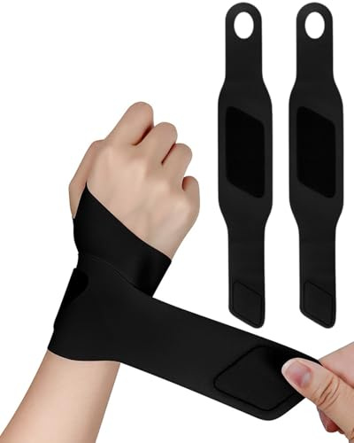 FUGLUS 2 Stück Handgelenk Bandagen Fitness,Verstellbare Handgelenkstütze,Atmungsaktiv Elastische Handbandage,für Sehnenentzündung Tennis Krafttraining Männer Frauen Schwarz