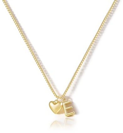 HANLI Gold Herz Buchstaben Halskette Damen Namenskette Namen Kette Mit Kleinem Herz Buchstaben Anhänger Personalisierte Initial Kette Für Damen Mädchen Beste Freundin Geschenk Schmuck