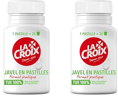 Javel en pastilles La Croix - Boîte de 40 Pastilles - Lot de 2 - Vendu Par Lot - 80 Pastilles