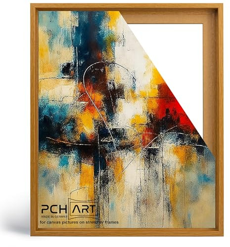 PCH[art] Schattenfugenrahmen in Caramell-Eiche Optik für Leinwandbilder auf Keilrahmen|Größe: 61x91,5 cm| Rahmen ohne Glas und Rückwand