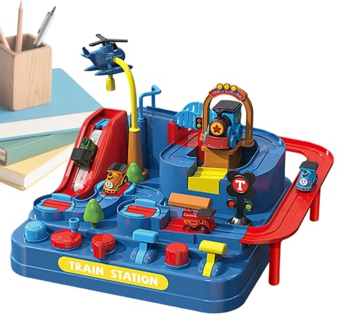 Rennstreckenspielzeug – Rampe für Fahrzeuge mit Zug – Rennstrecke, Auto, Thema Abenteuer Weihnachten | für Kindergarten, Geburtstag, Haus, Schule, Boden, Spielzimmer