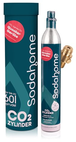 Sodahome CO2 Zylinder für 60L Sprudelwasser - Kompatibel mit allen Quooker Geräten - Kohlensäure Zylinder zum Einschrauben für Sprudelwasser - geprüft & abgefüllt in Deutschland