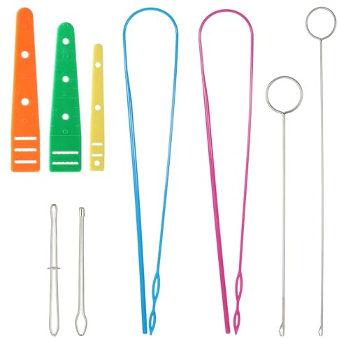 9Pcs Quick Turn Fabric Set, Loop, Tube Turner, Threader Drawstring Threading Threader Set Multifunctional Fabric Turning Tools Fast & Easy Use for Sewing DIY Tool Accessories
