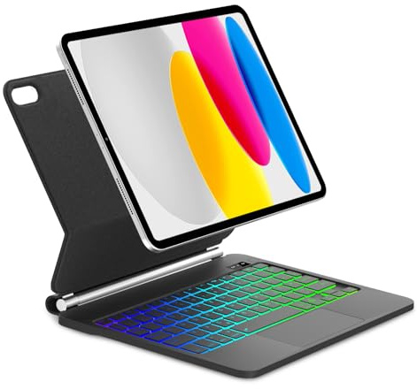 Occtingkind Magic Keyboard Für iPad A16 11 mit TP & Beleuchtung QWERTZ | Mit 7-Farben Beleuchtung & Touchpad - Premium für Produktivität, Magic Keyboard für iPad 11. Generation Schwarz