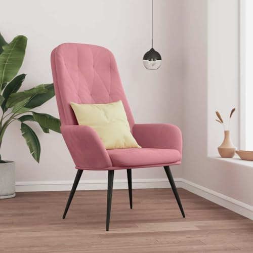YNGBHFNOP Chaise de Relaxation en Velours Rose, Chaise Accueil Bureau, Fauteuil Confortable avec Accoudoirs, Design Élégant pour Salon Chambre, Cadre Métal Stable, Support 110 kg