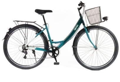 OLPRAN Urtica Damen Citybike 28 Zoll, Index (Nabenschaltung) 7 Gang, V-Bremsen, Alu-Rahmen 18, Doppelwand-Alufelgen, Ständer, Schutzbleche, Licht, Korb, ab 160 cm, Grau