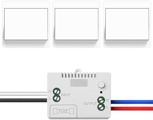 Interruttore Senza Fili della luce 433Mhz, Interruttore con Telecomando 220V, Pulsante Wireless con Portata 30 Metri, per Luci, Lampade e Illuminazione Domestica (3 Interruttori + 1 Ricevitore)