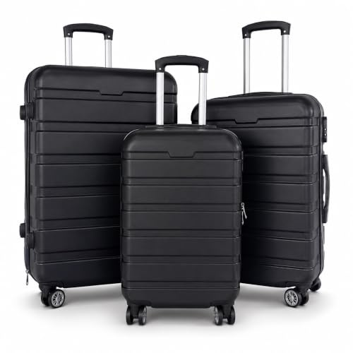 Oypla 20, 24, 28 3pc Hard Shell ABS Luggage Suitcase Set | TSA Lock and 4 Spinner Wheels