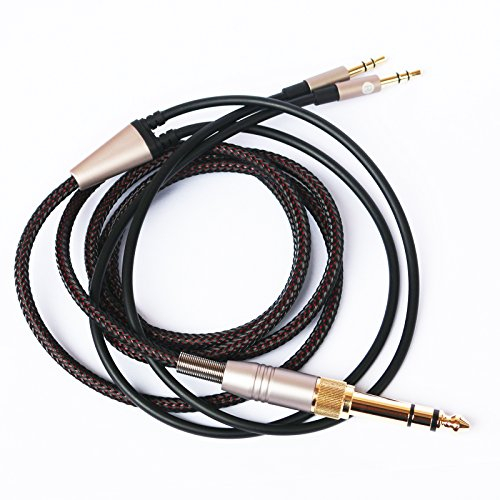 NEOMUSICIA Cable de Repuesto Compatible Con Auriculares Hifiman HE4XX, HE-400i - 3,5 mm y 6,35 mm a Doble Conector Macho de 3,5 mm - 3 m