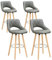WOLTU Tabouret Bar, Lot de 4, Chaise Haute Bar, Tabouret Haut avec Dossier et Repose-Pieds, Cadre en Bois, Siège en Similicuir, Gris, BH111gr-4