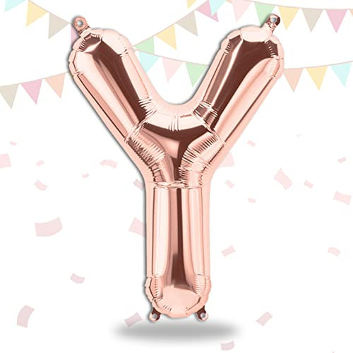 FUNXGO Folienballon Buchstaben Rosegold Y - Buchstaben Luftballon Klein Y - ca. 40cm Nur Luftfüllung - Ideal für Geburtstag, Hochzeit & Party Deko - Ballon Buchstabe Y Rosegold
