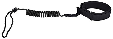 Surfboard Leash, PU + Neopren Sicherheitsleine mit Fußschlaufe für Surfen, Paddeln, Yachting, Fitness – Stand Up Paddle Board Leash (Schwarz)