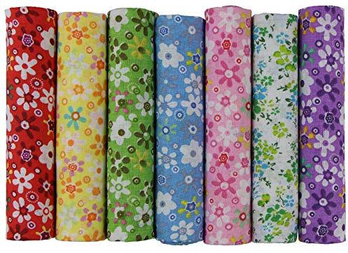 7 Stück 50 cm x 50 cm Baumwollstoff Meterware Stoff 100% Baumwolle Stoffpaket Patchwork Quilten Nähen DIY Basteln (P01C)
