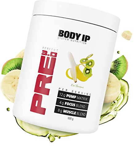 BODY IP Perfect Pre 3.0 | Kiwi Banana | Pre Workout Shake | Pump Booster | hochdosierte Inhaltsstoffe | vegan | laktosefrei und aspartamfrei | 20 Portionen | Made in Germany
