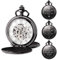 TREEWETO Herren Taschenuhr Personalisiert Gravur Taschenuhr mit Kette Klassische Jahrgang Mechanische Geschenke Geschenk zum Geburtstag Vatertag Vater Vatertagsgeschenk Schwarz