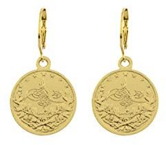 Remi Bijou Ohrringe Ohrstecker 22K vergoldet - Tugra, Sultans Stempel, Türkisch (Stil 3)