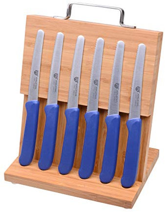 GRÄWE Magnet-Messerhalter Bambus mit Brötchenmessern (Blau)