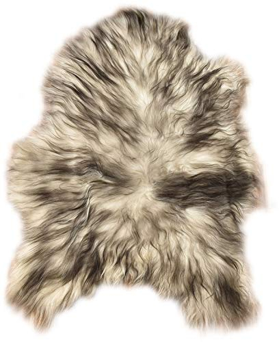 LAMMFELL Creme Weiss SCHWARZ Natur LANGWOLLIG ca. 100-110 cm ECHTES ÖKO Island SCHAFFELL