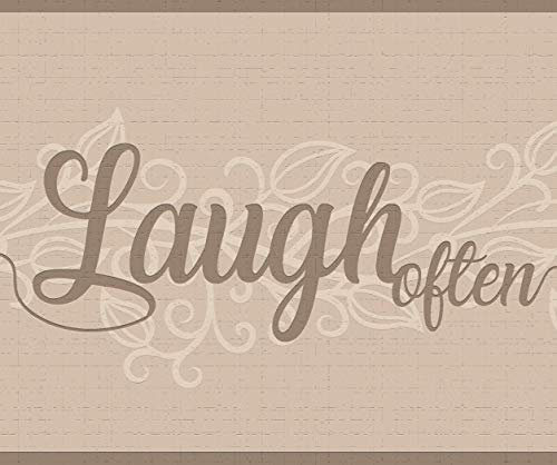 Dundee Deco DDAZBD9005 Peel and Stick Wallpaper Border - Retro Sepia, Beige Live, Love, Laugh Wall Border Retro Design, 15 ft x 7 in (4.57m x 17.78cm), Self Adhesive