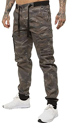 Enzo Herren-Jogginghose im Militär-Stil, Camouflage, Cargo-Arbeitshose
